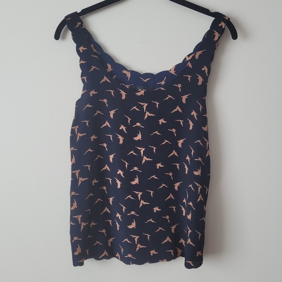 AX Paris Scalloped Neckline Bird Patterned Navy Cami Size S - Picture 6 of 12